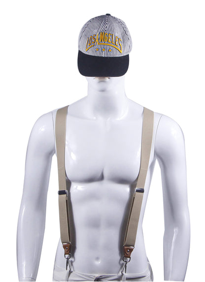 Doloise Mens Suspenders with 3 Swivel Hooks Belt Loops 1.4 Inch Wide Heavy Duty Adjustable Braces (khaki)