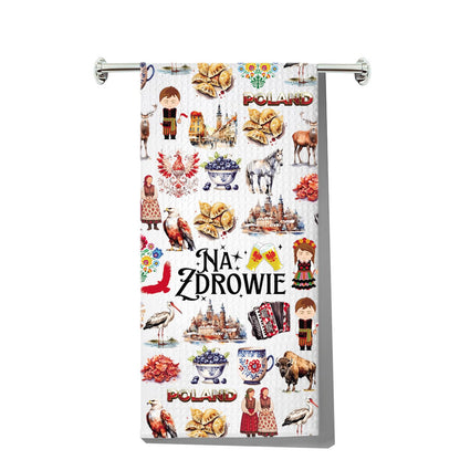 G2TUP Poland Kitchen Towel Polish Cheers Tea Towel Na Zdrowie Gifts Polska Hand Towel Polish Gifts (NaZdrowie kt)