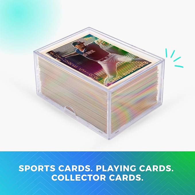 Gary Plastic Packaging 20-Pack Clear Acrylic Card Storage Boxes with Lids – Holds up to 100 Standard Trading Cards Each, Stackable Organizer for Sports & TCG Cards (Unsleeved)