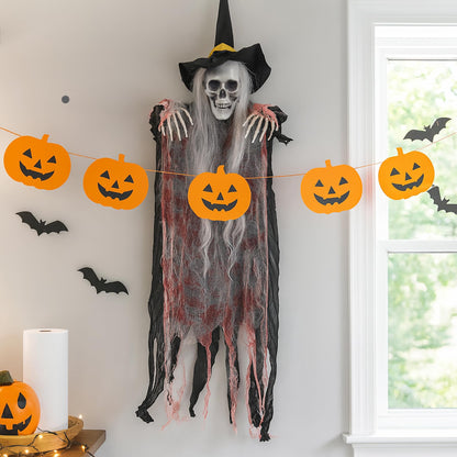 3 PCS Halloween Hanging Skeleton Decorations,35" Scary Halloween Skull Skeletons Outdoor for Yard,Haunted House,Home or Ceiling Ghost Hanging Decor