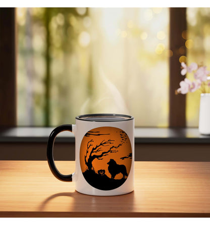Rough Collie Halloween Ceramic Mug, Black/White
