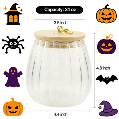 LUATSDAR Clear Glass Jar Coffee Canister, Cookie Candy Jar Sugar Container with Airtight Bamboo Lid, 23 FL OZ Kitchen Food Storage Container for Pantry, Flour, Pasta, Cereal, Beans, Spice, Oval