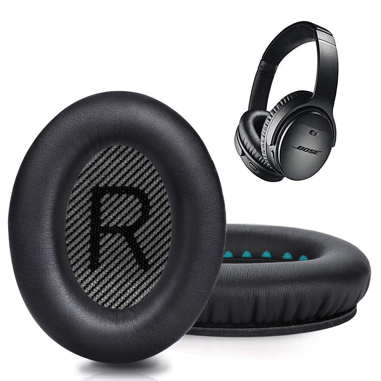 Premium Replacement Ear Pads for Bose QC35 & QC35ii Headphones Made by GEVO- Comfortable Adaptive Memory Foam and Extra Durable - Fits QuietComfort 35 & 35ii / SoundLink 1&2 AE（Over-Ear） (Black)