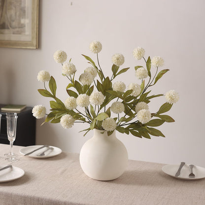 Juxdp 6 PCS Artificial Pompon Mum Branches for Vase - 27" Fake Silk Chrysanth Stems Look Real Faux Flowers for DIY Bouquet, Table Centerpieces, Farmhouse, Home Decor (Cream)