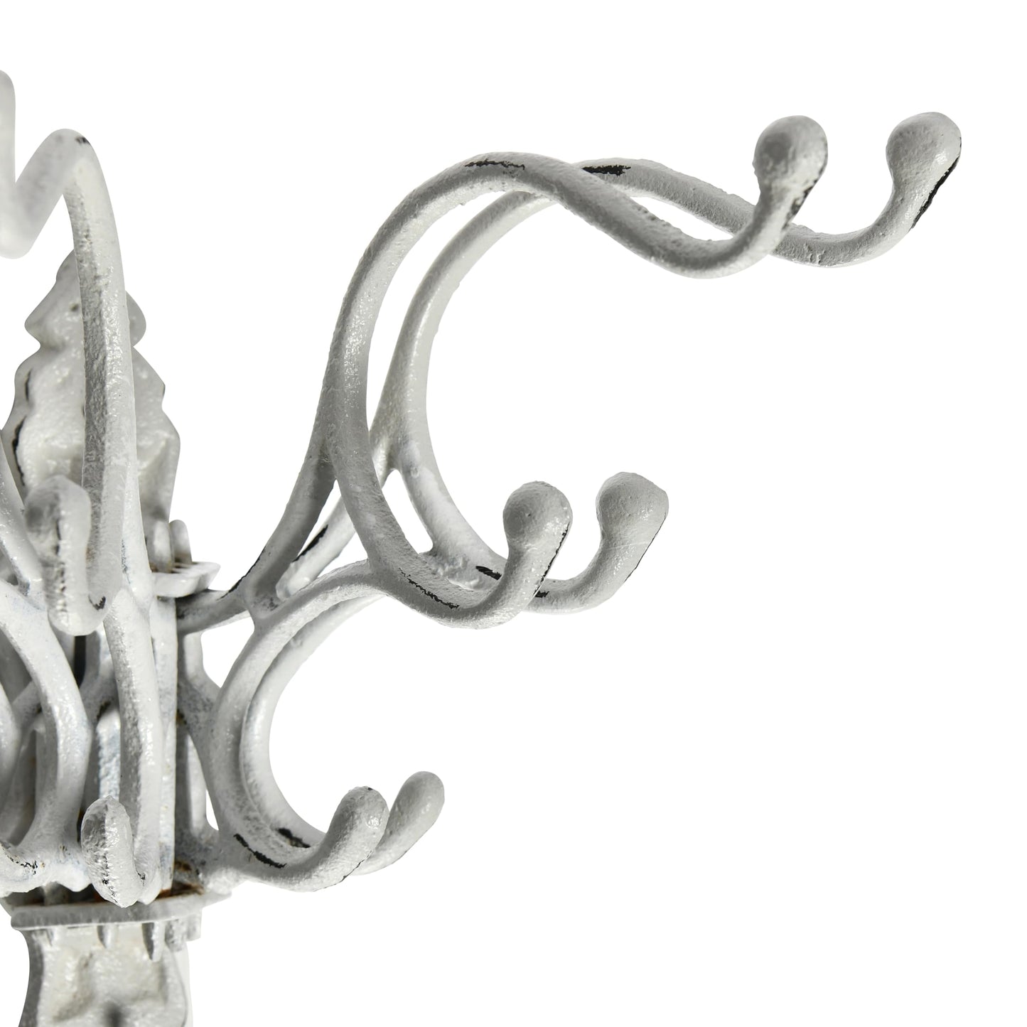 Creative Co-Op Antique Decorative Cast Iron Multi Hook Wall Hanger with 15 Hooks, Distressed White