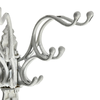 Creative Co-Op Antique Decorative Cast Iron Multi Hook Wall Hanger with 15 Hooks, Distressed White