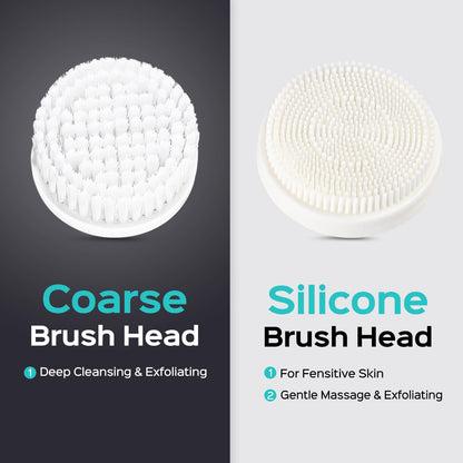 COSLUS Facial Cleansing Brush Silicone Face Scrubber: 2 in1 FBS-D Electric Exfoliating Massage Device Waterproof Deep Cleaning Exfoliation Rotating Spa Machine - Electronic Skin Care Wash Clean System
