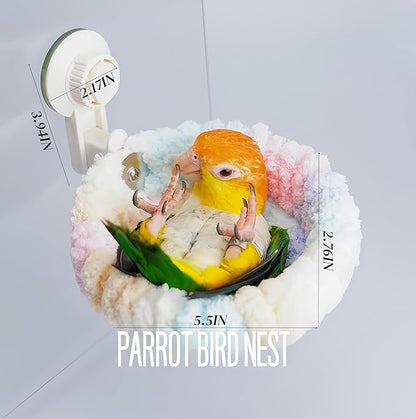 Warm Bird Nest Bed with Suction Cup Bird Snuggle Hut Breeding Bird House Plush Hanging Bird Bed for Parakeet, Conure, Budgie, Cockatiel, Lovebird, Finch, Hamster-Pink