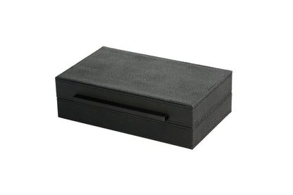 Black Small Decorative Box With Handle Faux Leather keepsake And Memory Storage Boxes Desk accessory Organizer (Black-Black, 1pack)