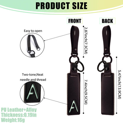 XGALBLA Initial PU Leather Letter A Keychains for Women, Two-tone Splicing Key Tag Bag Charms Key Holder Lanyard Strap for Key Purse Luggage Handbags Backpacks(Black and Green)