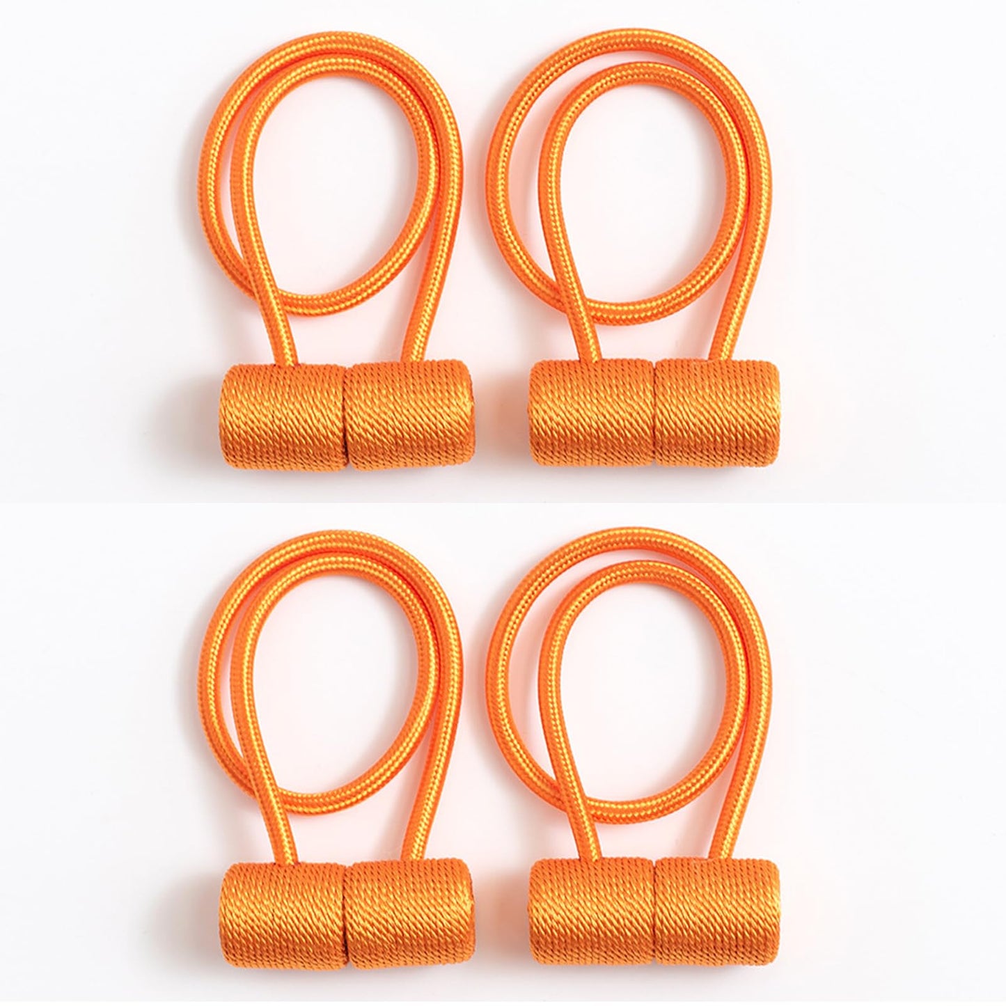 DEARART Windows Curtain Tieback, Magnetic Holder Tie Curtains, Many Tie Backs Ways, Easy Use for Bedroom Living Room Home, Cylinder Rope Design, Orange, 4pcs