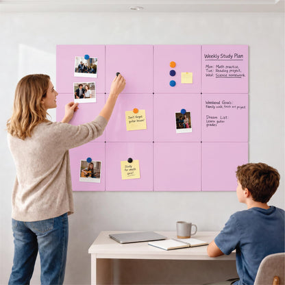 Comix Magnetic Board, 12 Pack Magnetic Whiteboard for wall, 11.8 x 11.8 Inches Dry Erase Board for Kids, Students, White Board Dry Erase Set for Fridge, Office and Home, Pink