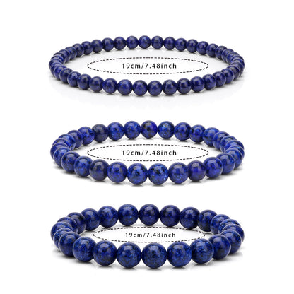 Risyfjew 4MM Handmade Lapis Lazuli Natural Gemstone Stretch Elastic Bracelet,PE Film Anti-oxidation Packaging Natural Stone Crystal Healing Power Energy Gifts for Adult