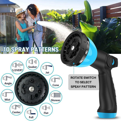 Expandable Garden Hose 75FT-Expanding Water Hose with Thumb-Controlled 10 Spray Nozzles&3750D Outer Fabric, Durable Collapsible Latex Core, Ultra Lightweight & Flexible