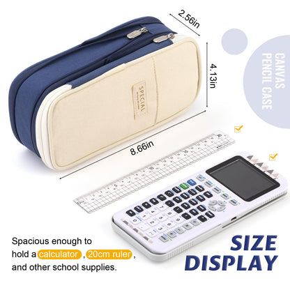 EASTHILL Big Capacity Pencil Pen Case Office College School Large Storage High Capacity Bag Pouch Holder Box Organizer Blue
