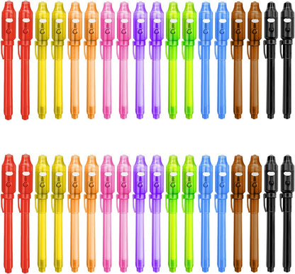 Invisible Ink Pens with UV Light, 36 Pcs Spy Pens for Kids, Party Favors Toy for Girls Boys, Classroom Prizes Magic Markers for Students, Writing Secret Messages for Birthday Halloween Christmas Party