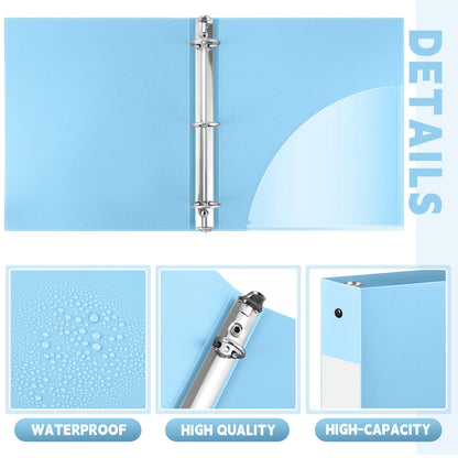 Henoyso 24 Pcs Light Blue 1.5" 3 Ring Plastic Binder Bulk, 1 1/2 Inch Soft Flexible Binders Round Rings, Fits Letter Size 8.5'' x 11'' Paper, Holds 350 Sheets, for School Office (1.5 Inch)