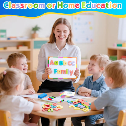 Sundaymot Magnetic Alphabet Letters Kit，310 Pcs with Magnetic Board and Organizer Bag, Upper and Lower Case Wooden Letters， Educational Toy Set for Classroom Kids Learning Spelling