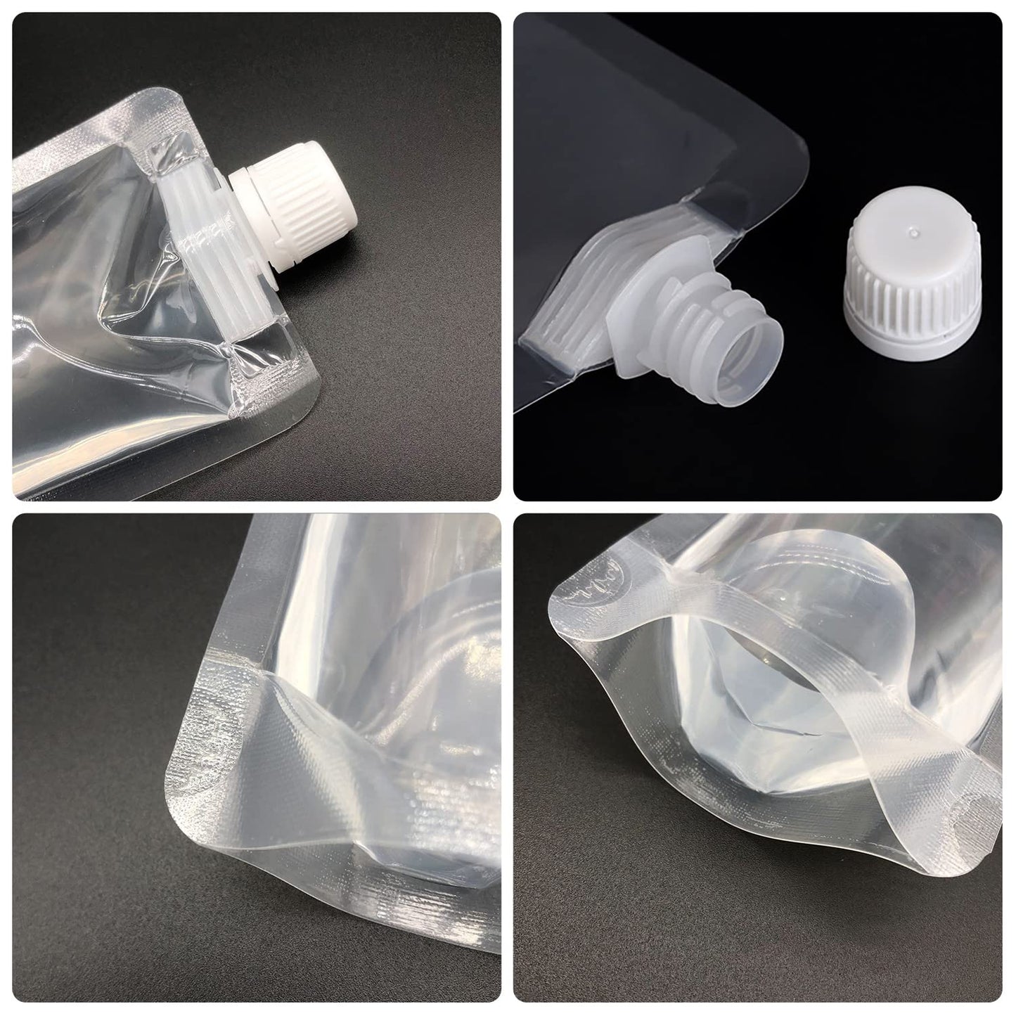 Keon Plastic Pouches - Leak-Proof, Reusable, Flexible Juice Bags, BPA-Free for Travel, Outdoor Sports, Concerts, Events (8OZ - 10PCS + 2 Funnels)