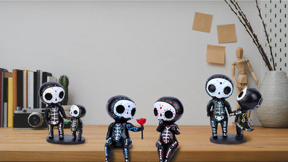 Sugar Skull Decor, Sugar Skull Couple Statue,Dia De Los Muertos Decor, Halloween Desk Decor,Day of The Dead Decorations for Home,Sugar Skull Figurine Gift for Women (D)