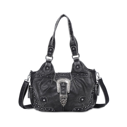 Angel Kiss Hobo Bags for Women Vegan Leather Purses and Handbags Ladies Chic Shoulder Bags Crossbody Purses with Metal Studs