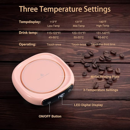 Bgbg Coffee Mug Warmer & Cute Cat Mug Set, Electric Beverage Cup Warmer for Desk Home Office with Three Temperature Up to, Coffee Warmer for Cocoa Milk Tea Water Candle, 8 Hours Auto Shut Off