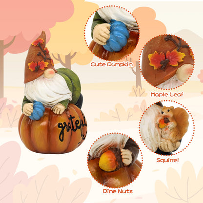 KnomeKo Thanksgiving Gnomes Fall Decorations for Home, Fall Gnomes Resin Pumpkin Figurine Thanksgiving Table Decor, Autumn Garden Farmhouse Decor Fall Gifts
