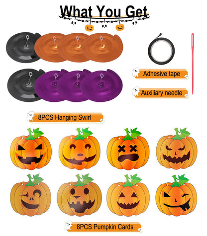 NGOKPYD 8PCS Halloween Party Decorations Halloween Ghost Pumpkin Banner Spiral Streamers, for Ceiling Doorway Wall Window Spooky Home Party Decor