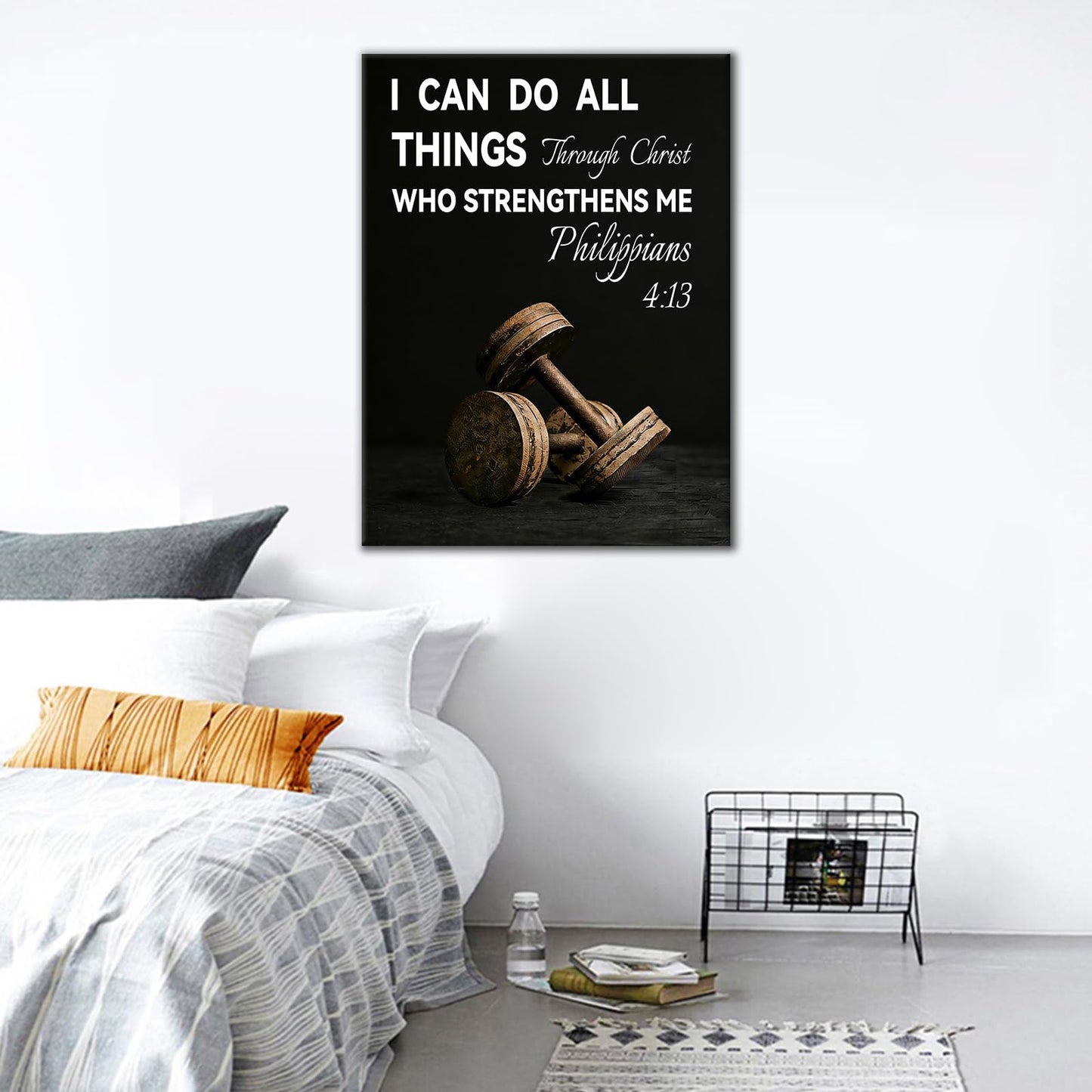 Inspirational Canvas Wall Art Office Decor Motivational Quotes I Can Do All Things Discipline Poster Inspiring Painting Print for Modern Home Living Room Gym Stretched and Framed [18''Wx24''H]