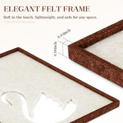 DOLLAR BOSS Felt Framed Cork Board 14.5'' x11.8'' Bulletin Boards for Walls, Decorative Pin Board for Office Home Decor for Kids Hallway Bedroom Dining Living Room, Swan