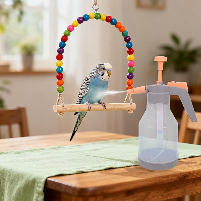 Bird Bath Sprayer for Parrots: Ultrafine Avian Pump Mister - 1.5L/50.72 Fl Oz Handheld Bird Bath Habitat Cleaner for Parakeets Macaws Cockatiels