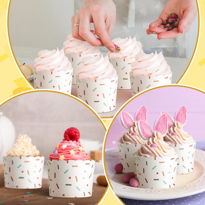 Uiifan 200 Pcs 6 oz Muffin Cupcakes Baking Paper Cups Greaseproof Muffin Paper Cups White Cupcake Liners Baking Supplies for Cake Balls Candies