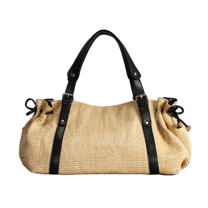 OWGSEE Straw Tote Bags for Women, Y2K Large Soft Summer Straw Purses and Handbags Shoulder Woven Raffia Beach Boho Bag(Khaki)