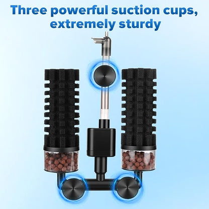 hygger Electric Aquarium Sponge Filter, 3.5W Quiet Fish Tank Filter Pump with 2 Spare Sponge & Bio Media Balls, Adjustable Outlet Venturi & Rain Mode(M for 10-40 Gal Fish Tank)