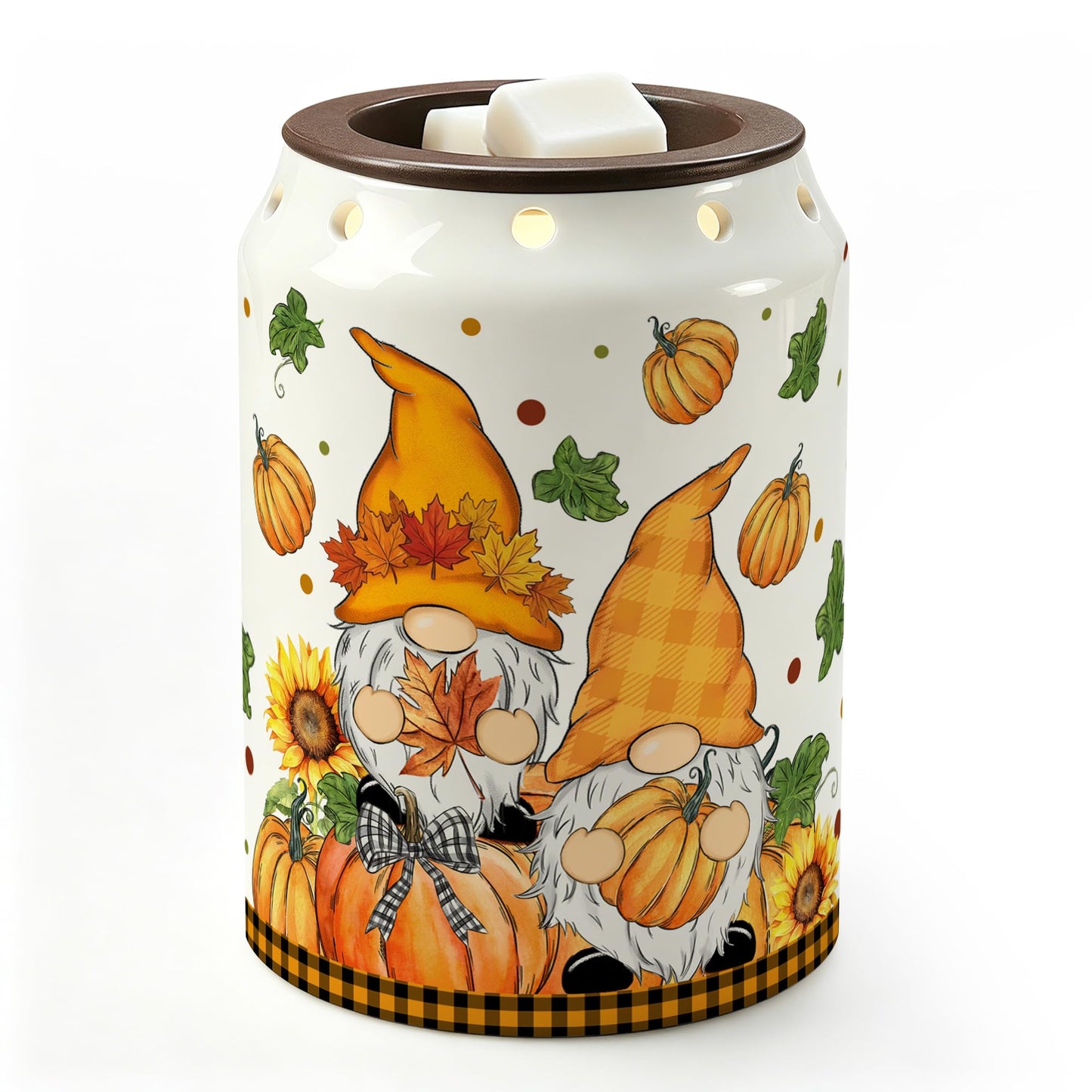 Bonsai Tree Fall Decorations for Home, Gnome Fall Wax Warmer, Autumn Ceramic Wax Melts Warmer for Oil Candle, Pumpkin Decor for Living Room Bathroom Home, Farmhouse Housewarming Gifts