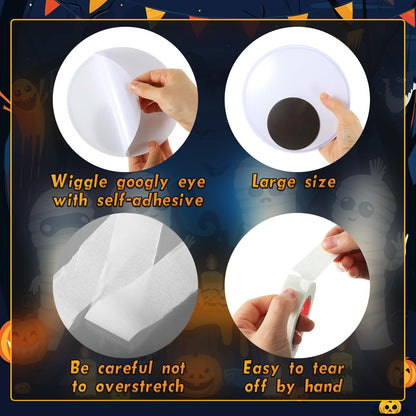 WinnerWhy Halloween Mummy Decorating Kit with Large Googly Eyes Crepe Paper Streamers and Masking Tape for Halloween Party Door DIY Decor(White,Non-luminous)
