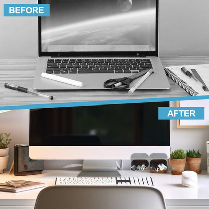 Resurhang 6 Pcs Monitor Pen Pencil Holders DIY Screen Pen Holder Computer Monitor Pencil Holder Desktop Accessories PP Self Adhesive Desk Organizer for Office Classroom Gadget Storage(Gray)