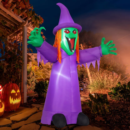 COMIN 8 FT Halloween Inflatables Shakable Witch Outdoor Decorations Blow Up Yard Scary with Built-in LEDs for Indoor Party Garden Lawn Decor