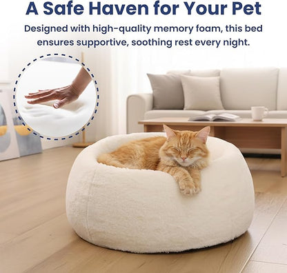 PAWSPIK Perfect Comfort Orthopedic Faux Rabbit Fur Memory Foam Cat & Small Dog Bed