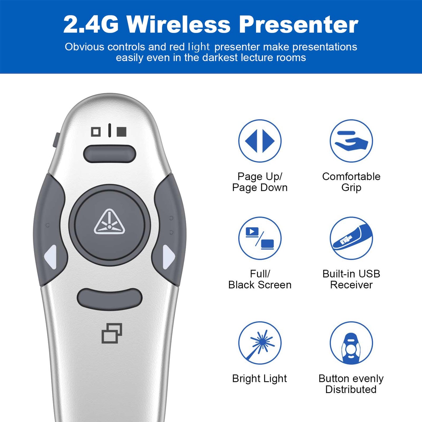 QUI Presenter Clicker USB A&C Bundle | Pen-Shaped Black & Remote-Shaped Silver