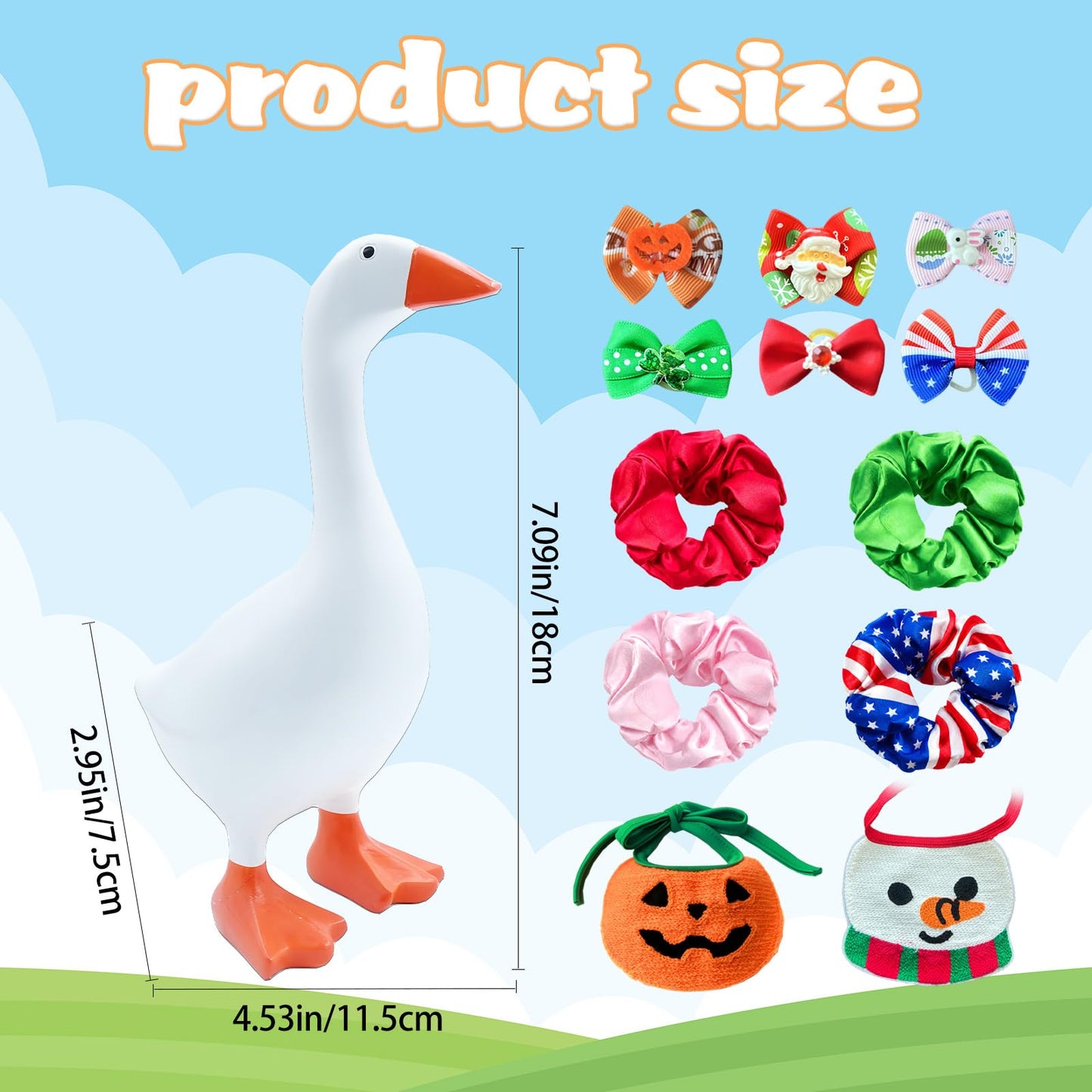 YQUQWN 7 inch Desk Mini Goose Key Holder with 6 Set Outfits, Magnetic Desk Porch Goose with Clothes Decor Funny Desktop Keychain Hanging for Halloween Christmas Home Office Decor Housewarming Gifts
