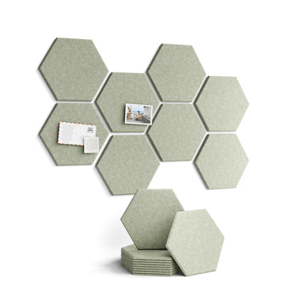 Fluxynara Hexagon Cork Board Alternative for Walls Decor-8-Pack Felt Bulletin Board Tiles,with 30 Pushpins,50 Adhesive Tabs for Office,Classrooms & Home Pin Board Felt Board-Sage