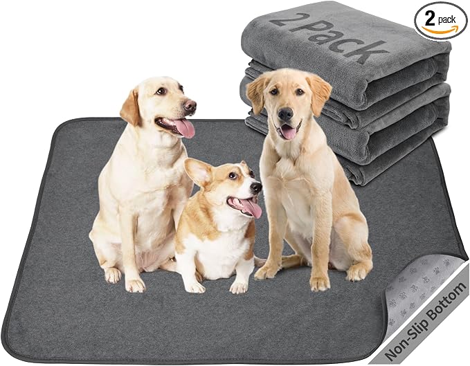 Washable Dog Pee Pads 36x72 2Pack Reusable Whelping Pads, Absorb Dog Mats Non-Slip Puppy Training Pads for Whelping, Potty, Training, Playpen, Crate