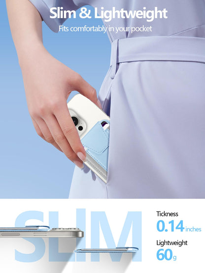 Miroddi for MagSafe Wallet with Privacy Flap, Strongest Magnetic Card Holder for iPhone 17, iPhone 16/15/14/13/12 Series, Leather Magnetic Phone Wallet, RFID Blocking, Fit 7 Cards, White Ice