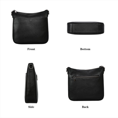 HESHE Genuine Leather Crossbody Purses for Women Shoulder Bags Hobo Purse Casual Ladies Handbags Designer Satchel Bags Cross Body Bag(Black)