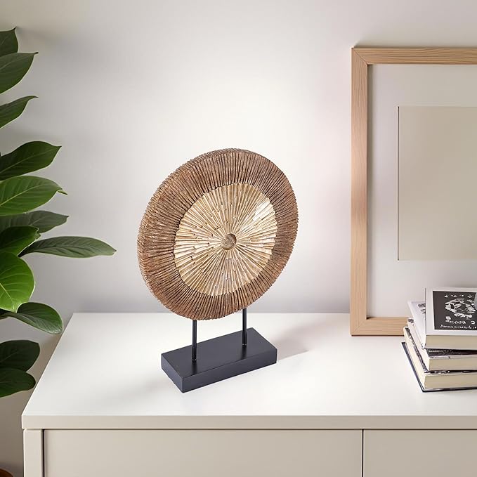XMGZQ Wood Color Minimalist Round Statue Above Cabinet Decor Kitchen,Modern Decorative Sculpture Home Decorations for Living Room Coffee Table,Shelf Decor Items,Center Pieces Decoration
