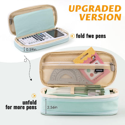 EASTHILL Big Capacity Pencil Pen Case Office College School Large Storage High Capacity Bag Pouch Holder Box Organizer Blue (Cyan)