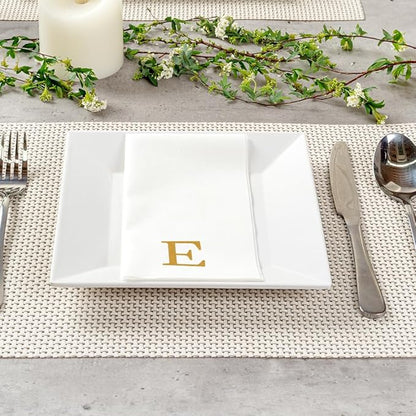 Luxenap 15.8 X 7.9 Inch Linen-Feel Guest Towels, 50 Lettered Hand Towels