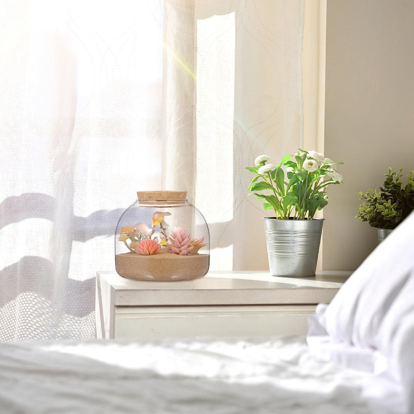 Veemoon Terrarium Jar,Glass Plant Terrarium with Cork Lid Glass Fish Bowl Vase Container for Succulents Moss Flower Small Fish Home Decoration - 5. 90 X 5. 31 Inch
