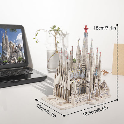 Piececool 3D Metal Puzzles for Adults and Teens, La Sagrada Família Metal Model Kit, Hobby DIY Crafts for Adult Challenge Spanish Cathedral Brain Teaser Architecture Building Kit, 450 Pcs